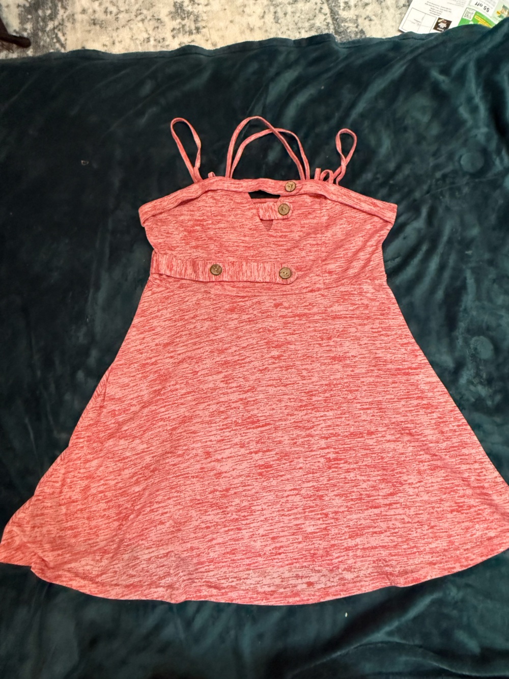 Women’s Coral Heather Sleeveless Strappy Tank with Button Detail (XXL)